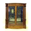Image 1 : GOOD ARTS AND CRAFTS LEADED GLASS OAK CORNER CABINET American. Circa 1910. The dentil pediment ab...