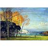 Image 1 : SIR HERBERT HUGHES-STANTON (English. 1870-1937) "Lady Near Wooded Shoreline". Signed Hughes Stant...