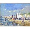 Image 1 : NICHOLAS VAN DER PLAS (Dutch. Born 1954) "Sailboats on the Beach". Signed Van Der Plas l/r. Oil o...