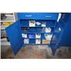 Image 3 : LARGE BLUE 4 DOOR 1 DRAWER PARTS CABINET WITH CONTENTS