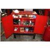 Image 2 : RED 2 DOOR CABINET WITH CONTENTS