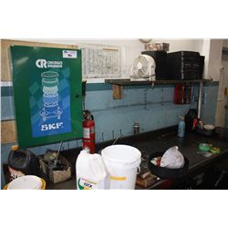 CONTENTS OF BENCH TOP, SHELF AND GREEN CABINET