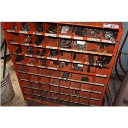 ORANGE PARTS RACK WITH CONTENTS