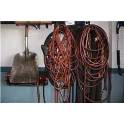 LOT OF HOSES, CABLES AND SHOVELS