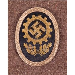 NAZI DAF-DEUTSCHES ARBEITFRONT VISOR BADGE-METAL&FABRIC