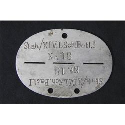 NAZI WEHRMACHT ORIG DOGTAG-ARTILLERY UNIT 14 BA I-No 18