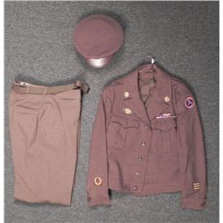 WWII US 3RD ARMY FULL UNIFORM WITH VISOR HAT--ORDNANCE