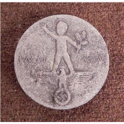 NAZI 1937 MAY DAY RALLY BADGE W/EAGLE/SWASTIKA & CHILD