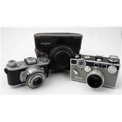 2 Vintage Cameras Kodak 35mm, Argus 50mm