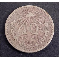 Mexico Silver Coin 1911 Ten Centavos