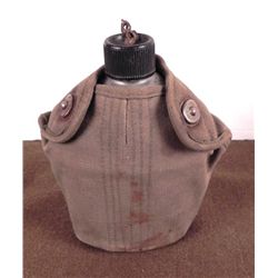 WWII METAL FIELD CANTEEN & OD CANVAS COVER