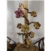 Image 2 : 2 VINTAGE CAST BRASS LAMPS--LEAF & FLOWER MOTIF-CANDLE