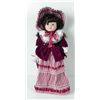 Image 1 : Bisque Girl Doll 19th Cent in Velvet Stripes 18 In.