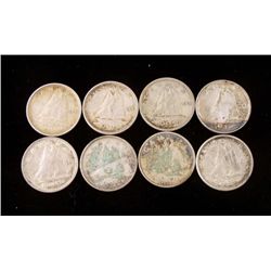 8 Diff Date Silver Canadian Dimes Five Cents 5 Cents