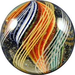 Marbles: Lot 34. Swirl. Divided Core. 1-7/16". Polished.