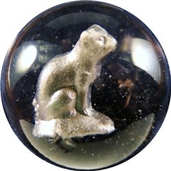 Marbles: Lot 37. Sulphide. Seated Cat. 1-13/16". Mint- 9.1.