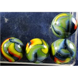 Marbles: Lot 45. 4 Jabo Jokers. Salute Run 8/7/2011. 23/32". Mint.