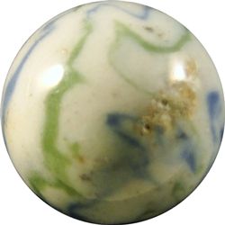 Marbles: Lot 48. Non-Glass Handmade. Glazed Lined Crockery. 3/4". NM+ 8.9.