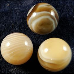 Marbles: Lot 58. 3 Botswana Agate spheres. 15/32". Mint.