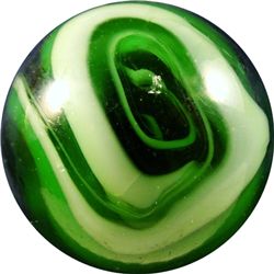 Marbles: Lot 68. Akro Agate Company. Green Slag. 1". NM+ 8.8
