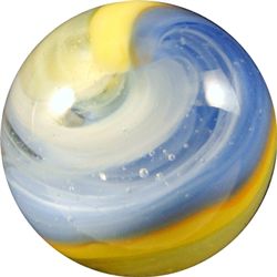 Marbles: Lot 78. Akro Agate. Popeye Corkscrew. Baby Blue/Yellow. 21/32". Mint 9.8.