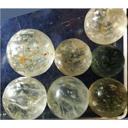 Marbles: Lot 116. Mica. 7 Marbles. Clear. All have some damage.