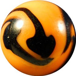 Marbles: Lot 141. Peltier Glass. NLR Tiger. 19/32". Mint 9.6.