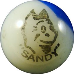 Marbles: Lot 147. Peltier Glass. Comic. Sandy. 5/8". Mint 9.9.