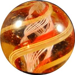 Marbles: Lot 152. Swirl. Divided Core. 3-Layer, latticinio form. 5/8". Mint 9.8.