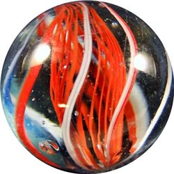Marbles: Lot 153. Swirl. Latticinio Core. Red. 11/16". NM+ 8.7.