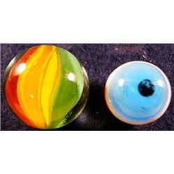 Marbles: Lot 156. Shooter 6-Vane Catseye and Eyeball Marble.