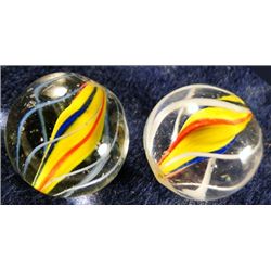 Marbles: Lot 158. 2 Swirls. Solid Core. 21/32". Mint 9.8.
