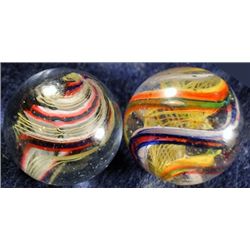Marbles: Lot 159. 2 Swirls. Divided Core, Latticinio Core.