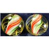 Image 1 : Marbles: Lot 161. 2 Swirls. Solid Core. 3-layer. Matched. 13/16". Mint 9.8.