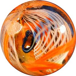 Marbles: Lot 169. Swirl. Latticinio Core. End of Cane. 11/16". Mint 9.9.