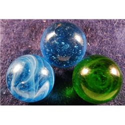 Marbles: Lot 173. 3 Ground Pontil Transitions. 13/16". Mint 9.9 & 9.0.