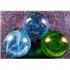 Image 1 : Marbles: Lot 173. 3 Ground Pontil Transitions. 13/16". Mint 9.9 & 9.0.