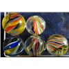 Image 1 : Marbles: Lot 179. 5 Swirls. Solid Core. Yellow. 3/4"-7/8". Mint to NM+.