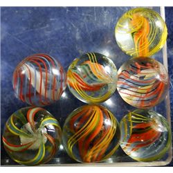 Marbles: Lot 189. Swirl.7 Assorted Cores. 9.9-8.9 (2 are 8.9)
