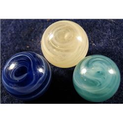 Marbles: Lot 194. 3 Ground Pontil Transitions. 25/32"-13/16". Mint 9.9 & 9.0.