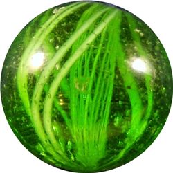 Marbles: Lot 197. Swirl. Latticinio Core. Green Glass. 19/32". NM+ 8.7