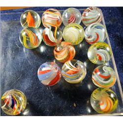 Marbles: Lot 212. 14 Swirls. Solid Core. 21/32"-11/16". Mint.