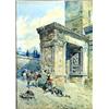 Image 1 : MARIANO DE FRANCESCHI (Italian. 1849-1896) "Peasant Woman and Boy Watching Baby Near Archway". Si...