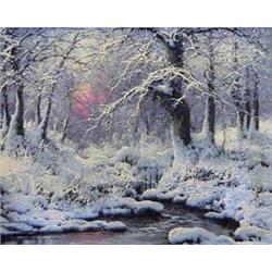 LASZLO NEOGRADY (Hungarian. 1896-1962) "Wooded Winter Landscape". Signed Neogrady Laszlo l/l. Oil...