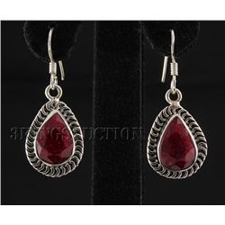 RUBY CORRUNDUM 33.68CTW SILVER HOOK EARRING