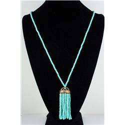 44.22GRAMS SILVER VICTORIAN BLUE BEADS NECKLACE