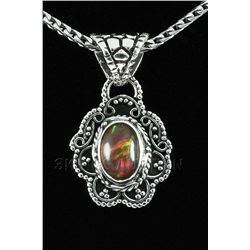 Mexican Fire Opal 11.19ctw AntiqueDesign .925 Pendant