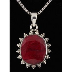 RUBY CORRUNDUM 36.42CTW STERLING SILVER PENDANT