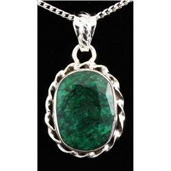 NATURAL EMERALD BERYL 35.83CTW SILVER PENDANT