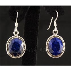 SAPPHIRE CORRUNDUM 37.52CTW SILVER HOOK EARRING